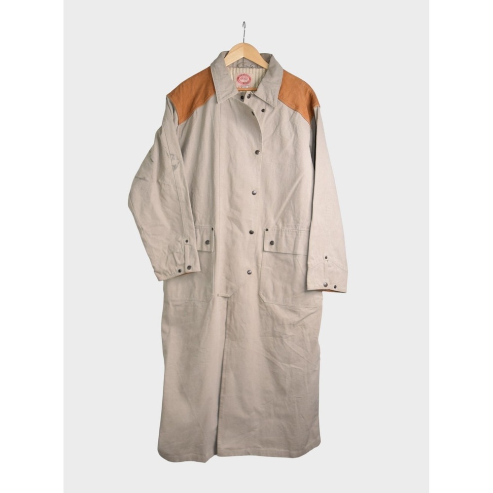 Australian Outback Collection Jacket Mens Medium Trench Coat Canvas Duster